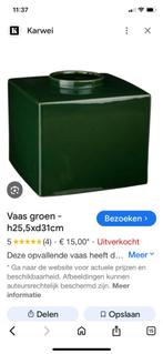 Gevraagd; vierkante groene vaas van Karwei, Kunststof, Ophalen of Verzenden, Zo goed als nieuw, Minder dan 10 liter