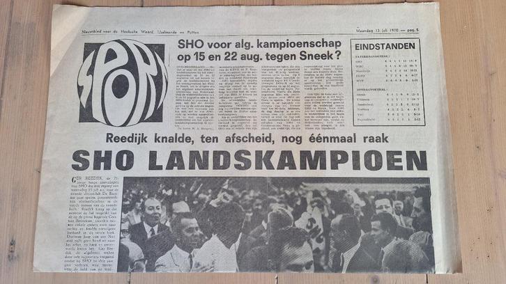 SHO Landskampioen 1970, Verzamelen, Tijdschriften, Kranten en Knipsels, Krant, 1940 tot 1960, Ophalen of Verzenden