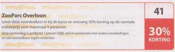ZooParc. Overloon. 30% korting. Postcodeloterij bon nr 41.  beschikbaar voor biedingen