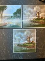 Vintage Tegel met Hollands Landschap 3 stuks, Ophalen