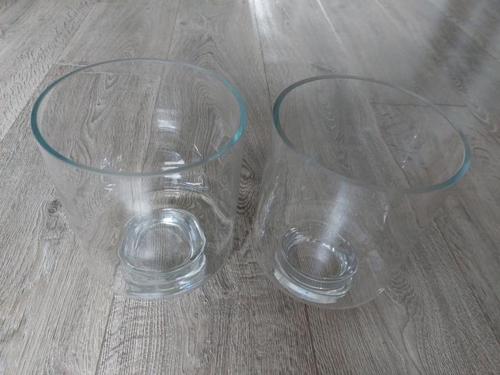 ZGAN: vazen/windlicht 2 stuks., Huis en Inrichting, Woonaccessoires | Vazen, Overige kleuren, Glas, Ophalen of Verzenden
