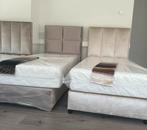 90x200 € 300 Taupe Velvet  OP=OP, 90 cm, Eenpersoons, Verkrijgbaar in Alle Maten, Nieuw