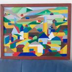 Vrolijk Kubistisch schilderij "Little village ", Ophalen of Verzenden