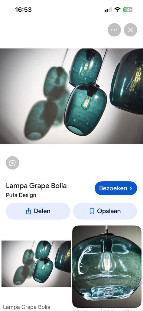 Bolia Grape hanglamp - groen glas, nieuw in doos, Ophalen of Verzenden, Nieuw, Glas, Minder dan 50 cm