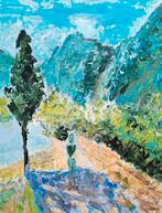 Abstract landschap "Vrouw bij Meer", Ophalen of Verzenden