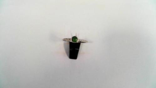 13802-12 Leuk Gedraaid Zilveren Ring met Groene steen, Sieraden, Tassen en Uiterlijk, Ringen, Zo goed als nieuw, Dame, 17 tot 18