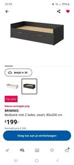 Ikea brimnes bed bank, 80 cm, Ophalen of Verzenden, Eenpersoons, Wit