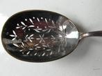 Brocante verzilverde olijflepel 19,5 cm L nat fruitlepel, Antiek en Kunst, Ophalen of Verzenden