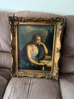 Antieke Maria Magdalena ,doek olieverf 49/59cm,100 jaren oud, Antiek en Kunst, Ophalen of Verzenden