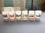 Menken, 6 melkglazen, gedecoreerd, jaren ‘70, Huis en Inrichting, Keuken | Servies, Glas of Glazen, Ophalen of Verzenden, Overige stijlen