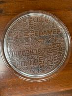 Glazen Plateau met Tekst, Huis en Inrichting, Woonaccessoires | Dienbladen, Ophalen of Verzenden, Gebruikt, Rond, Overige materialen