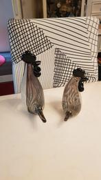 Glazen Haan Beelden - Set van 2, Antiek en Kunst, Antiek | Glas en Kristal, Ophalen of Verzenden