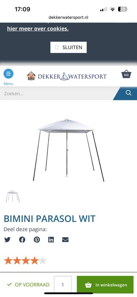 Boot parasol(nooit gebruikt), Watersport en Boten, Accessoires en Onderhoud, Zo goed als nieuw, Ophalen of Verzenden