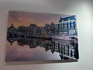 Foto op aluminium – Amsterdam grachten bij zonsondergang beschikbaar voor biedingen