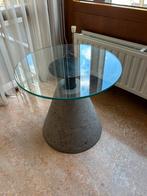 Bijzet tafel beton met glazen blad, Minder dan 55 cm, Rond, Ophalen, 45 tot 60 cm