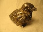 antiek mus vogel beeldje van koper verzilverd, Verzenden
