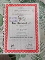 Euro Disneyland Certificaat van Aandeel, Ophalen of Verzenden, 1970 tot heden, Certificaat van aandeel