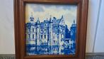Delftsblauwe vintage tegels in houten lijst - Set van 3, Antiek en Kunst, Antiek | Wandborden en Tegels, Ophalen of Verzenden