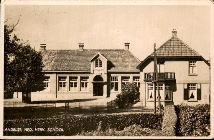 Andelst - Ned Herv School, Verzamelen, Ansichtkaarten | Nederland, Gelopen, Gelderland, 1920 tot 1940, Ophalen of Verzenden