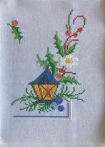 Borduurwerk, zijde, lantaarn, hulst, bloem, vintage, Ophalen, Gebruikt, Handborduren, Overige typen