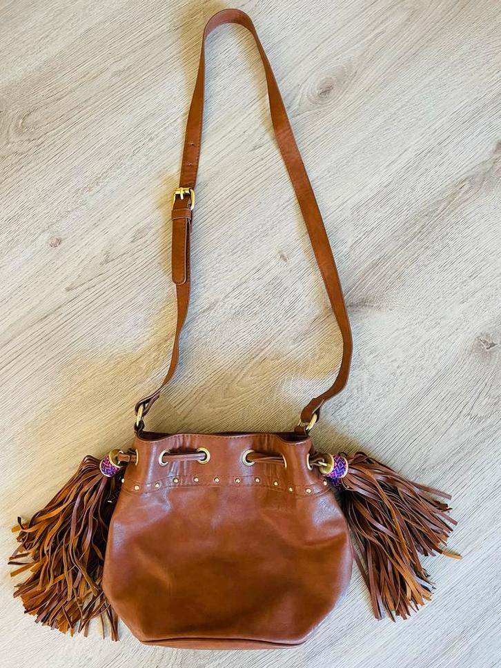 Leuke hippe schoudertas, Sieraden, Tassen en Uiterlijk, Tassen | Schoudertassen, Nieuw, Overige merken, Bruin, Leer, Ophalen