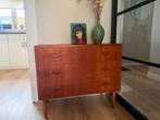 Vintage Mid Century Teakhouten Ladekastje, Huis en Inrichting, Kasten | Ladekasten, Ophalen, Gebruikt, Teakhout, 50 tot 100 cm