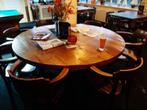 Massief houten tafel 1.50 mtr. doorsnee + 6 stoelen, Ophalen, Rond, Zo goed als nieuw, Vijf personen of meer
