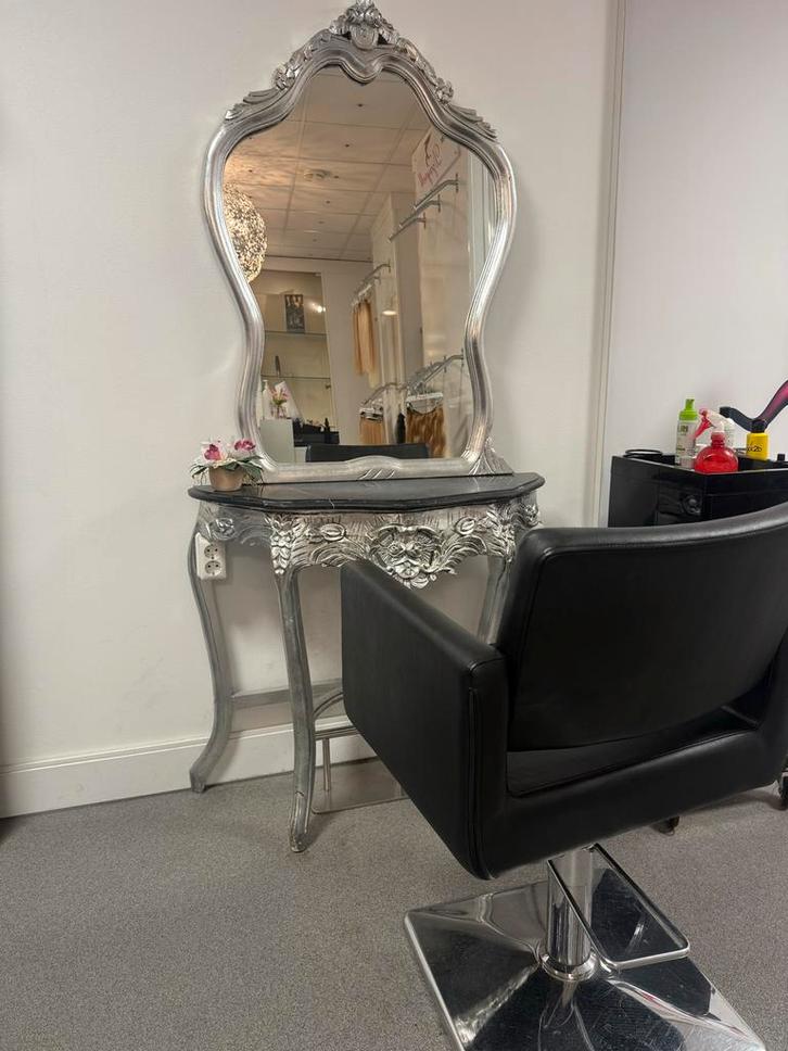 Barok Kaptafel met Spiegel & Marmeren Blad, Huis en Inrichting, Tafels | Kaptafels, Gebruikt, 150 tot 200 cm, 50 tot 100 cm, Ophalen of Verzenden