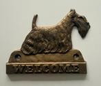 Schotse Terrier welkomsbord messing, Ophalen of Verzenden, Zo goed als nieuw, Hond of Kat, Beeldje of Figuurtje