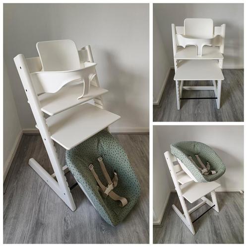 Stokke Tripp Trapp wit met babyset, newbornset, extra hoes, Kinderen en Baby's, Kinderstoelen, Zo goed als nieuw, Meegroeistoel