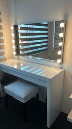 Mooie kaptafel met spiegel, verlichting en poef, Huis en Inrichting, Tafels | Kaptafels, Ophalen