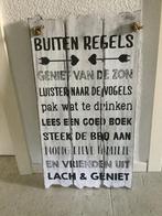 Leuk tekstbord wandbord hout buiten regels spreuk bord wand, Huis en Inrichting, Woonaccessoires | Tekstborden en Spreuken, Ophalen of Verzenden