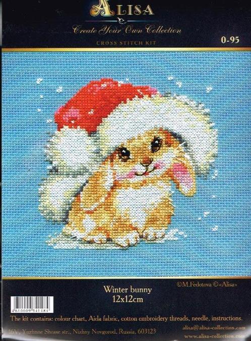 Cado alisa borduurpakket, winter bunny 095 op=op, Hobby en Vrije tijd, Borduren en Borduurmachines, Nieuw, Borduurpakket, Handborduren