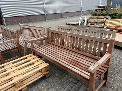 Tuinbanken hardhout 5 stuks 550 euro    180cm, Tuin en Terras, Tuinsets en Loungesets, Gebruikt, Hardhout, 4 zitplaatsen, Bank