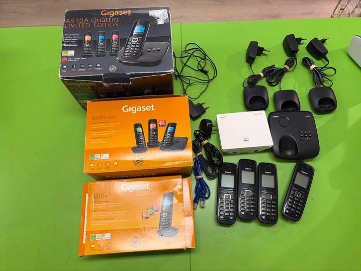 Gigaset Telefoons - A510A Quattro, Trio, A510H + Basisstatio, Telecommunicatie, Vaste telefoons | Handsets en Draadloos, Gebruikt