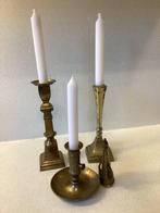 3 vintage messing kandelaars, Antiek en Kunst, Antiek | Kandelaars, Ophalen of Verzenden, Koper of Brons