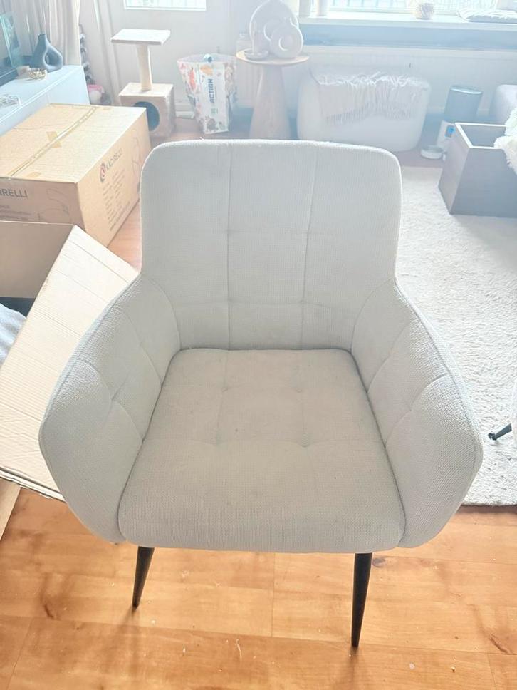 Kick Collection Eetkamerstoelen - beige, Huis en Inrichting, Stoelen, Gebruikt, Vier, Stof, Overige kleuren, Ophalen