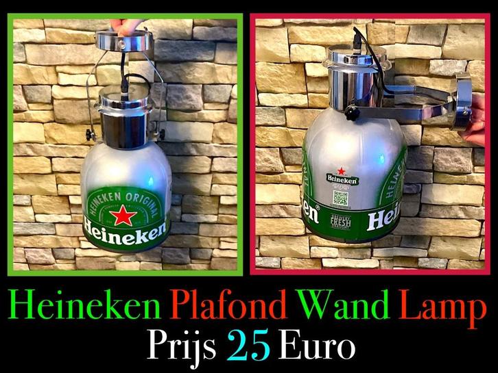 Mancave cafe mooie zware Heineken plafond wand lamp ., Verzamelen, Biermerken, Nieuw, Overige typen, Heineken, Ophalen of Verzenden