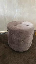 2 x Riviera Maison velvet taupe kleurige poef, Ophalen of Verzenden, Zo goed als nieuw, Rond, Minder dan 50 cm