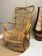 Rotan fauteuil vintage retro bohemian stoel, Gebruikt, Minder dan 75 cm, Vintage, Riet of Rotan