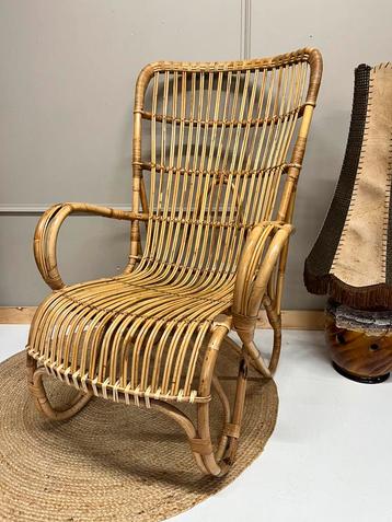 Rotan fauteuil vintage retro bohemian stoel beschikbaar voor biedingen