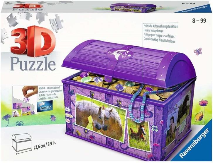 Schatkist Paarden 3D Puzzel (216 stukjes & compleet), Kinderen en Baby's, Speelgoed | Kinderpuzzels, Zo goed als nieuw, 6 jaar of ouder