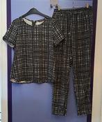 Costes set: casual broek + shirt. zwart/wit geruit S 42887, Kostuum of Pak, Costes, ., Zwart