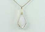 Antieke gouden hanger maansteen Art Deco aan collier, Sieraden, Tassen en Uiterlijk, Antieke sieraden, Ophalen of Verzenden, Goud
