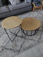 2 ronde salontafels. Stalen frame met houten blad., 50 tot 100 cm, Minder dan 50 cm, Rond, Gebruikt