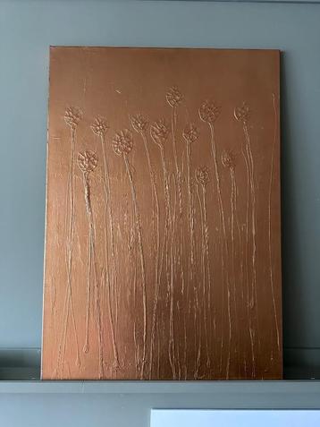Irena Lenartowicz schilderij abstract goudkleurig beschikbaar voor biedingen