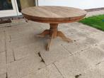 Goede kwaliteit rustieke hardhouten tafel. diameter 140cm., Tuin en Terras, Tuintafels, Rond, Gebruikt, Hout, Ophalen