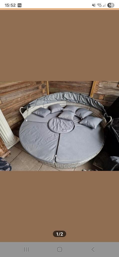 Luxe Wicker Loungeset - Ronde Vorm, Tuin en Terras, Tuinsets en Loungesets, Gebruikt, Loungeset, Wicker, 5 zitplaatsen, Bank, Hocker