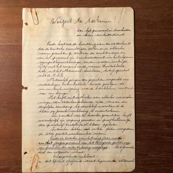1942 Verzet. Handgeschreven oproep: Weigert te  teekenen!  beschikbaar voor biedingen