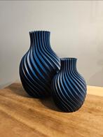 Spiraal vazen set van 2 donkerblauw 3D Design vaas, Ophalen of Verzenden, Nieuw, Overige kleuren, Minder dan 50 cm